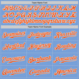 Custom Light Blue Orange-White Authentic Split Fashion Baseball Jersey
