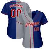 Custom Royal Red-Gray Authentic Split Fashion Baseball Jersey
