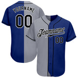 Custom Royal Black-Gray Authentic Split Fashion Baseball Jersey
