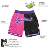 Custom Pink Purple-Black Authentic Throwback Split Fashion Basketball Shorts