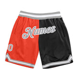 Custom Orange Gray-Black Authentic Throwback Split Fashion Basketball Shorts