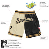 Custom Cream Black-Old Gold Authentic Throwback Split Fashion Basketball Shorts