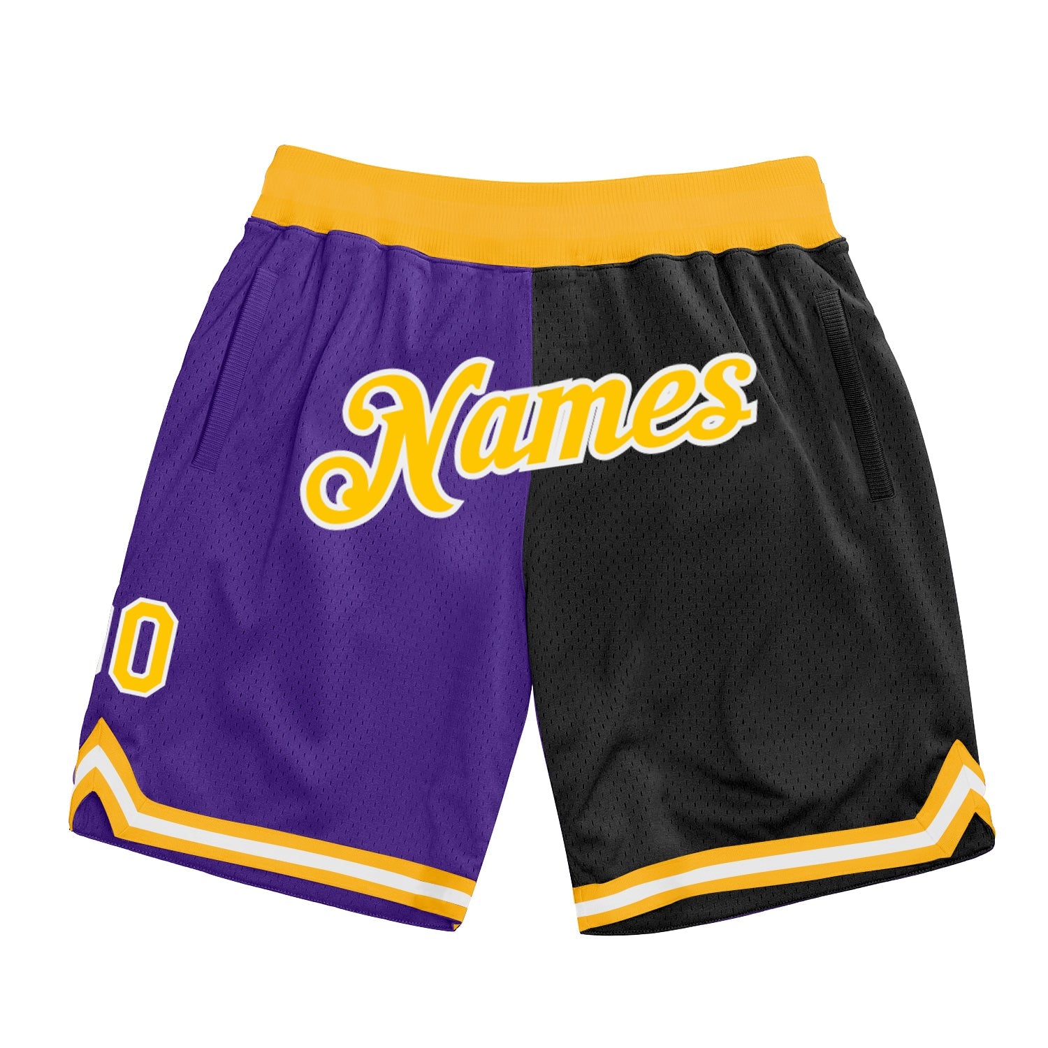 Custom Purple Gold-Black Authentic Throwback Split Fashion Basketball Shorts