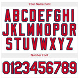Custom White Red-Navy Baseball Jersey