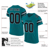 Custom Teal Black-White Mesh Authentic Football Jersey