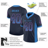 Custom Navy Powder Blue-Red Drift Fashion Football Jersey