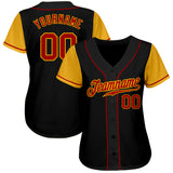 Custom Black Red-Gold Authentic Two Tone Baseball Jersey