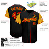 Custom Black Red-Gold Authentic Two Tone Baseball Jersey