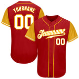 Custom Red White-Gold Authentic Two Tone Baseball Jersey