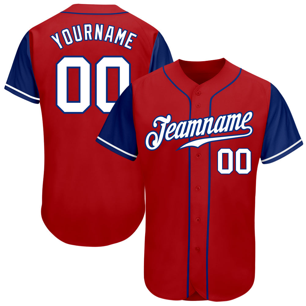 Custom Red White-Royal Authentic Two Tone Baseball Jersey