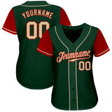 Custom Green Cream-Red Authentic Two Tone Baseball Jersey
