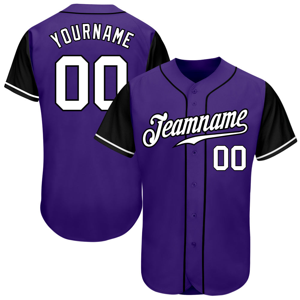 Custom Purple White-Black Authentic Two Tone Baseball Jersey