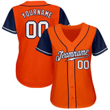 Custom Orange White-Navy Authentic Two Tone Baseball Jersey