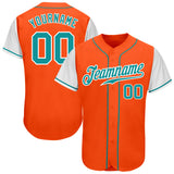 Custom Orange Aqua-White Authentic Two Tone Baseball Jersey