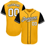 Custom Gold White-Black Authentic Two Tone Baseball Jersey
