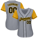 Custom Gray Black-Gold Authentic Two Tone Baseball Jersey