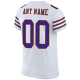 Custom White Purple-Gold Mesh Authentic Football Jersey