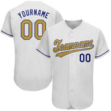 Custom White Old Gold-Royal Authentic Baseball Jersey