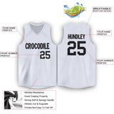 Custom White Black V-Neck Basketball Jersey