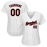 Custom White Black Pinstripe Black-Red Authentic Baseball Jersey