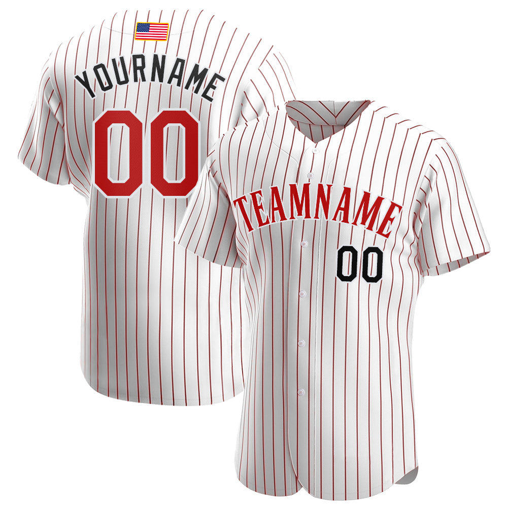 Make Your Own Custom White Red Strip Red Black Authentic American Flag  Fashion Baseball Jersey Sale Online – UKSN INC