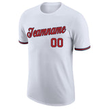 Custom White Red-Navy Performance T-Shirt