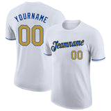Custom White Old Gold-Royal Performance T-Shirt