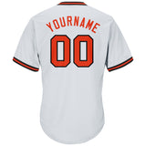 Custom White Orange-Black Authentic Throwback Rib-Knit Baseball Jersey Shirt