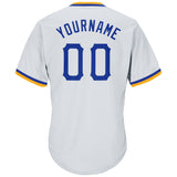 Custom White Royal-Gold Authentic Throwback Rib-Knit Baseball Jersey Shirt