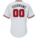 Custom White Red-Black Authentic Throwback Rib-Knit Baseball Jersey Shirt