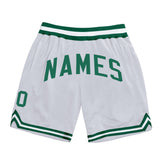 Custom White Kelly Green Authentic Throwback Basketball Shorts