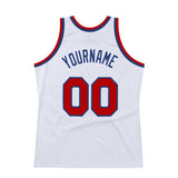Custom White Red-Royal Authentic Throwback Basketball Jersey