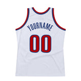 Custom White Red-Royal Authentic Throwback Basketball Jersey