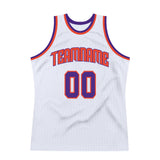 Custom White Purple-Orange Authentic Throwback Basketball Jersey