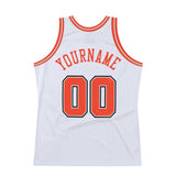 Custom White Orange-Gray Authentic Throwback Basketball Jersey