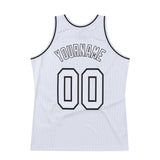Custom White White-Black Authentic Throwback Basketball Jersey