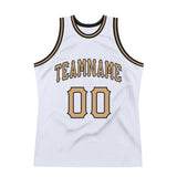 Custom White Old Gold-Black Authentic Throwback Basketball Jersey