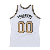 Custom White Old Gold-Black Authentic Throwback Basketball Jersey