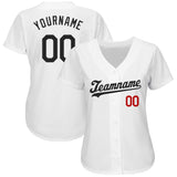 Custom White Black-Red Authentic Baseball Jersey