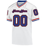 Custom White Royal-Red Mesh Authentic Throwback Football Jersey