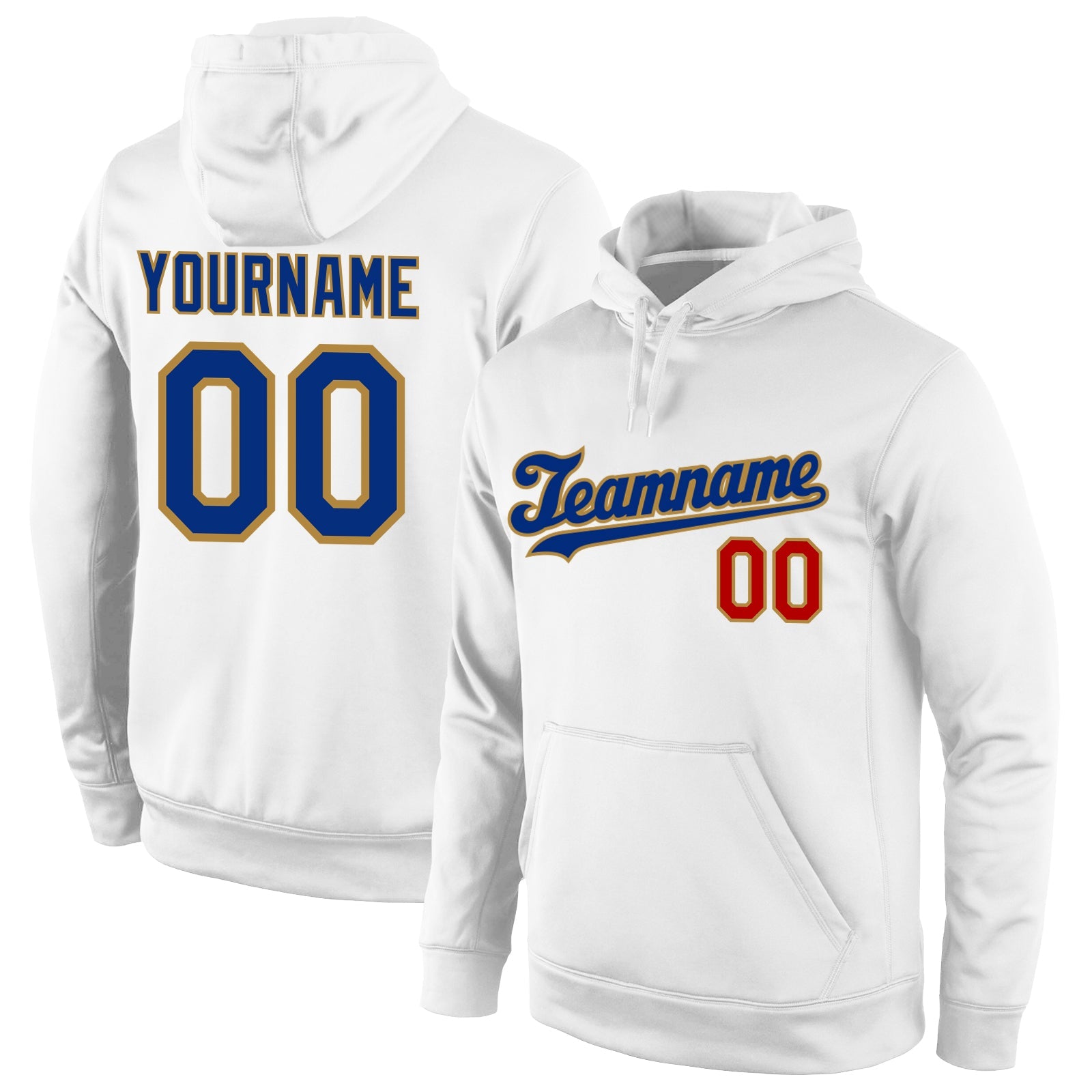 Custom Stitched White Royal-Old Gold Sports Pullover Sweatshirt Hoodie