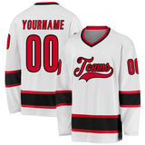 Custom White Red-Black Hockey Jersey