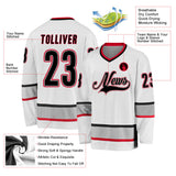 Custom White Black-Gray Hockey Jersey