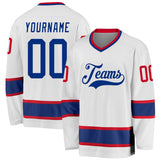 Custom White Royal-Gold Hockey Jersey