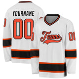 Custom White Orange-Black Hockey Jersey