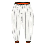 Custom White Black Pinstripe Black-Orange Sports Pants