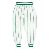 Custom White Kelly Green Pinstripe Kelly Green-White Sports Pants