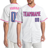 Custom White Light Blue-Pink Authentic Baseball Jersey