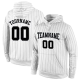 Custom Stitched White Black Pinstripe Black-Gray Sports Pullover Sweatshirt Hoodie