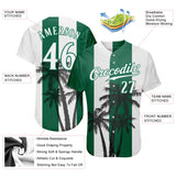 Custom White White-Kelly Green 3D Pattern Design Hawaii Coconut Trees Authentic Baseball Jersey
